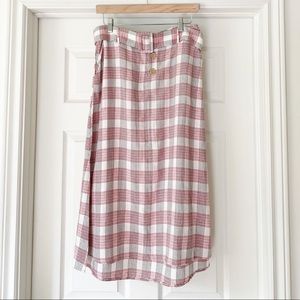 🎀 Mango Plaid belted linen blend skirt